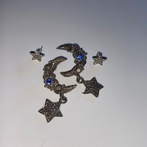 vintage moon earrings with stars